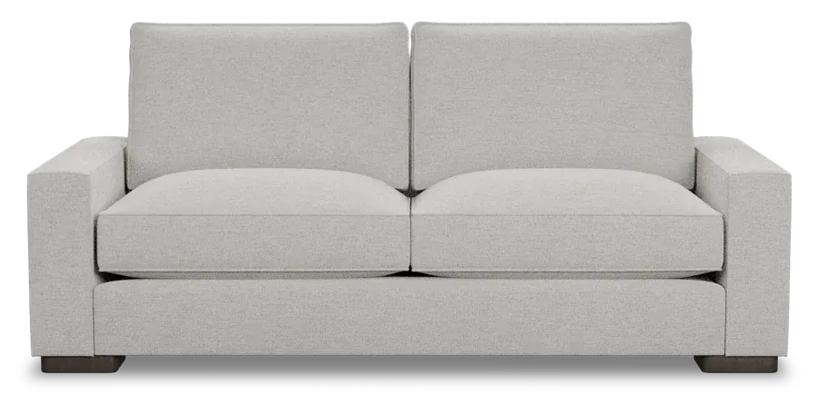 Sillón de dos cuerpos tapizado en tela gris claro